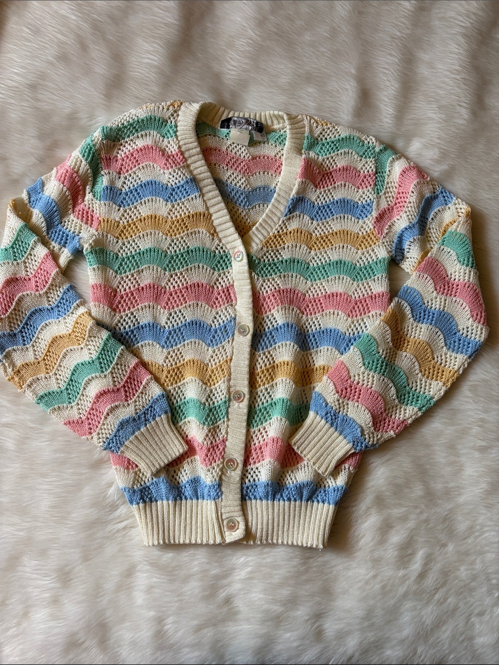 Vintage Givenchy Sport Pastel Wave Knit Cardigan